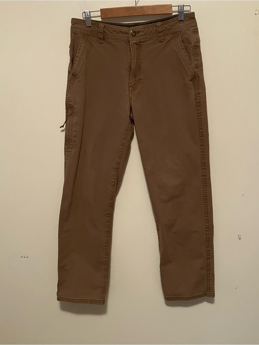 Legendary Outfitters Men's Stretch Canvas Pants Relaxed Fit 32x30 Brown Side Zip